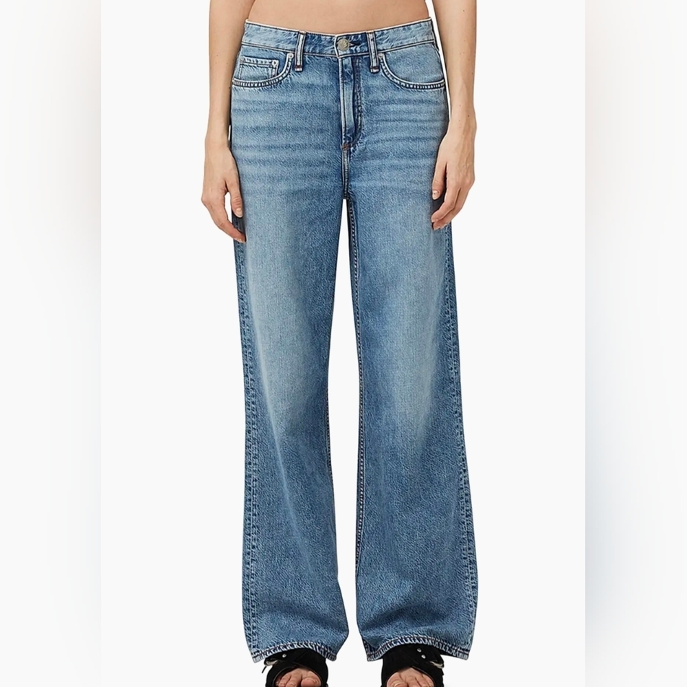 rag & bone Featherweight Logan Straight Mid-Rise Wide-Leg Jeans Size 30 - Picture 2 of 15
